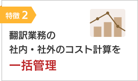 特徴2：翻訳業務の社内・社外のコスト計算を一括管理